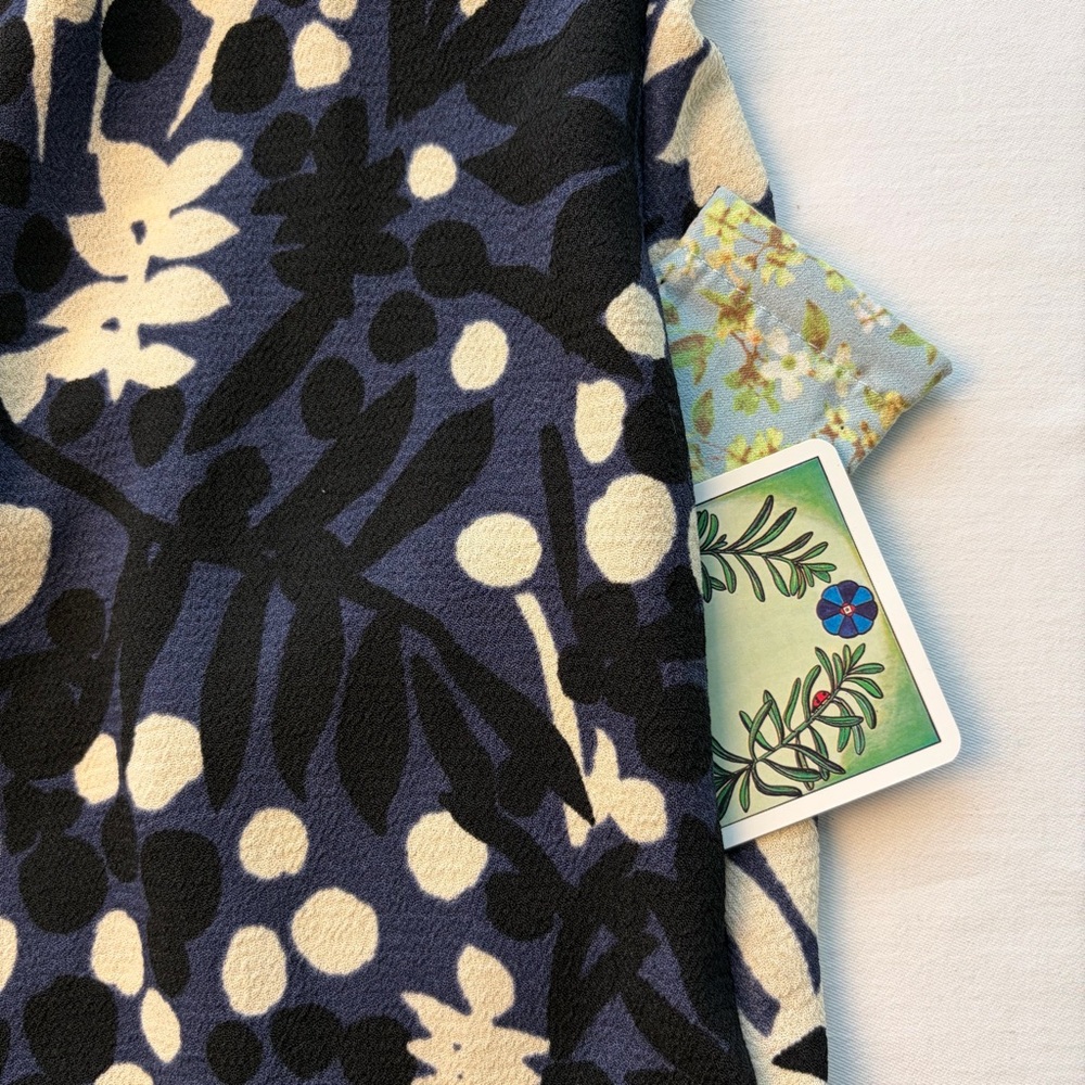 Boden Navy, Black, and Cream Floral Dress with pockets 3/4 sleeve size 8 - Picture 6 of 10